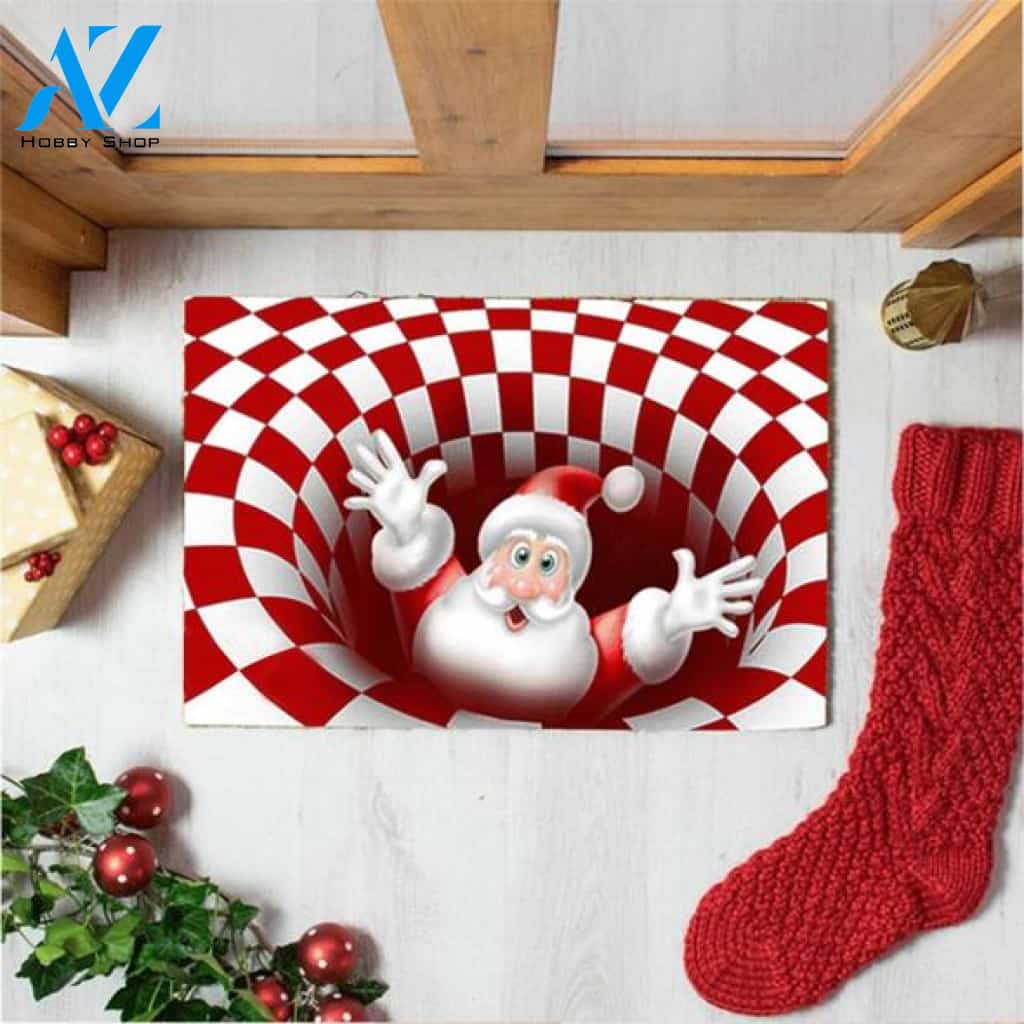Cheer Santa Christmas 3D Illusion Doormat