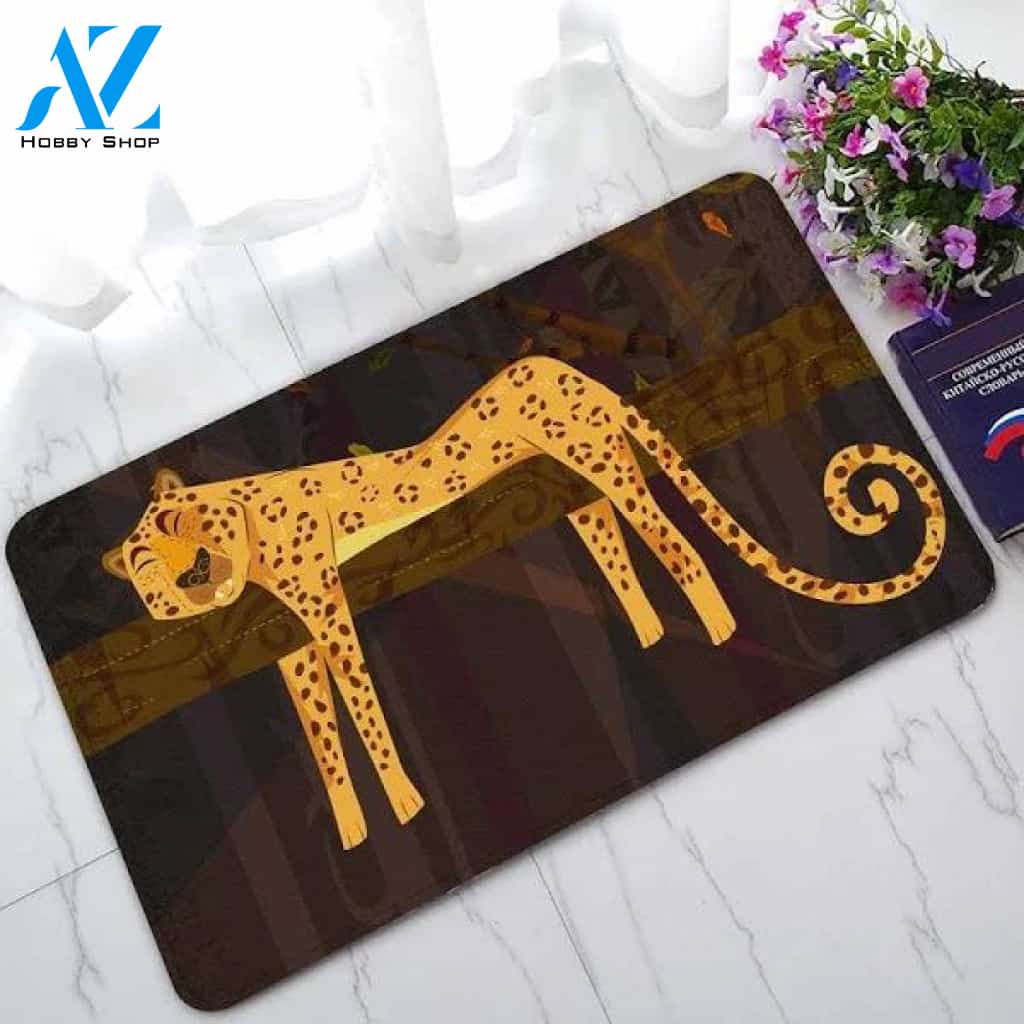 Cheetah Lying Jungle Forest Animal Doormat Indoor and Outdoor Mat Entrance Rug Sweet Home Decor Housewarming Gift Gift for Cheetah Lovers Wildlife Animals Lovers