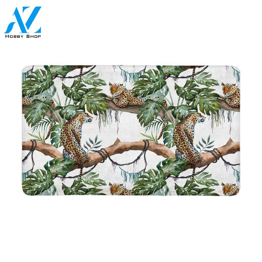 Cheetah on Trees Watercolor Animal Doormat Indoor and Outdoor Mat Entrance Rug Sweet Home Decor Housewarming Gift Gift for Cheetah Lovers Wildlife Animals Lovers