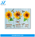 Cherish Yesterday Hummingbird & Sunflower Premium Wall Art Canvas