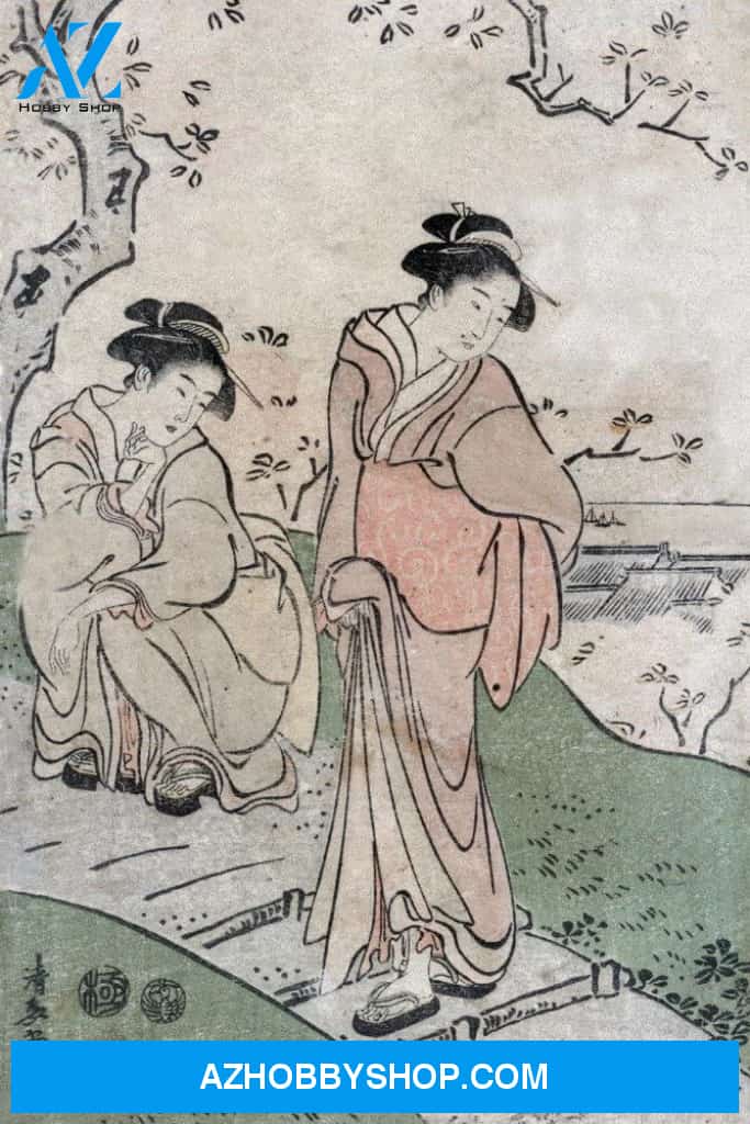 Cherry Blossom Viewing Japanese Wood-Cut Print