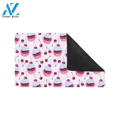 Cherry Cupcake Pink Pattern Rubber Doormat