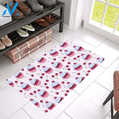 Cherry Cupcake Pink Pattern Rubber Doormat