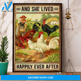 Chicken And She Lived Happily Ever After Farmer Canvas And Poster, Wall Decor Visual Art