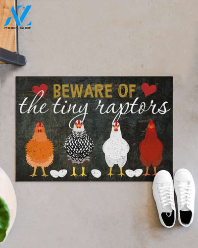 Chicken Beware Of The Tiny Raptors Funny Indoor And Outdoor Doormat Gift For Chicken Home Farm Decor Warm House Gift Welcome Mat