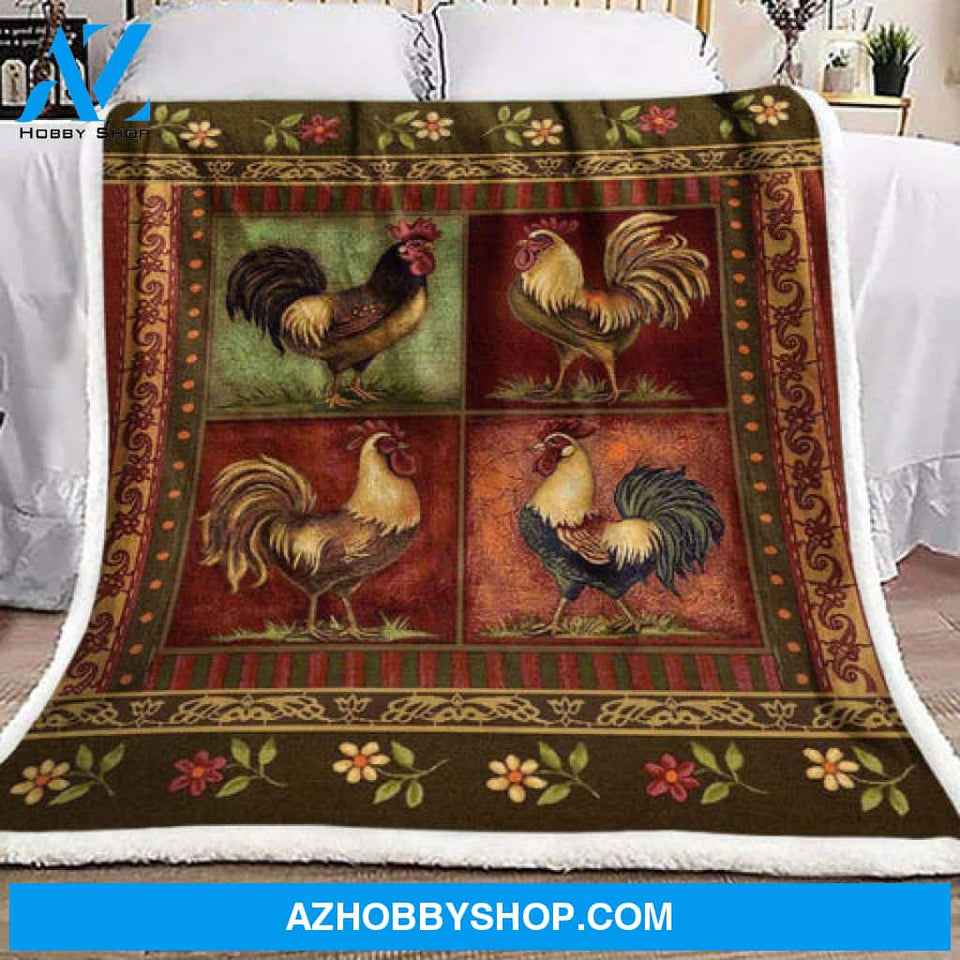 Chicken Blanket, Vintage Rooster Blanket