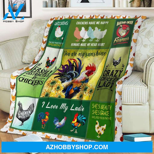 Chicken Blanket You Are My Sunshine Chickens Blankets ,Christmas Gifts, Blanket For Kid, Gift for Your Love One, Birthday Gift Home Decor Bedding Couch Sofa Soft and Comfy Cozy
