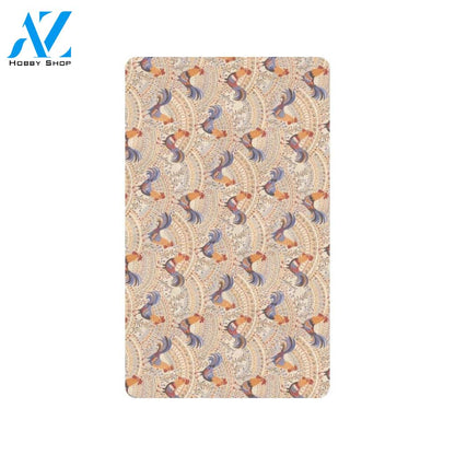 Chicken Boho Style Pattern Rubber Doormat
