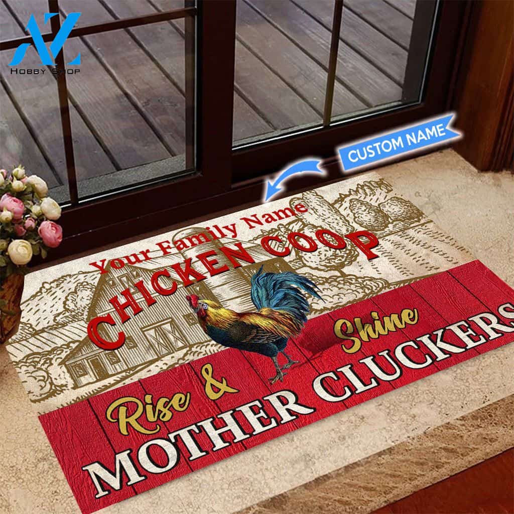 Chicken Coop-Rise & Shine Personalized Doormat TRJ21060301