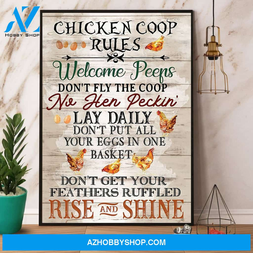Chicken Coop Rules Rise And Shine Canvas And Poster, Wall Decor Visual Art