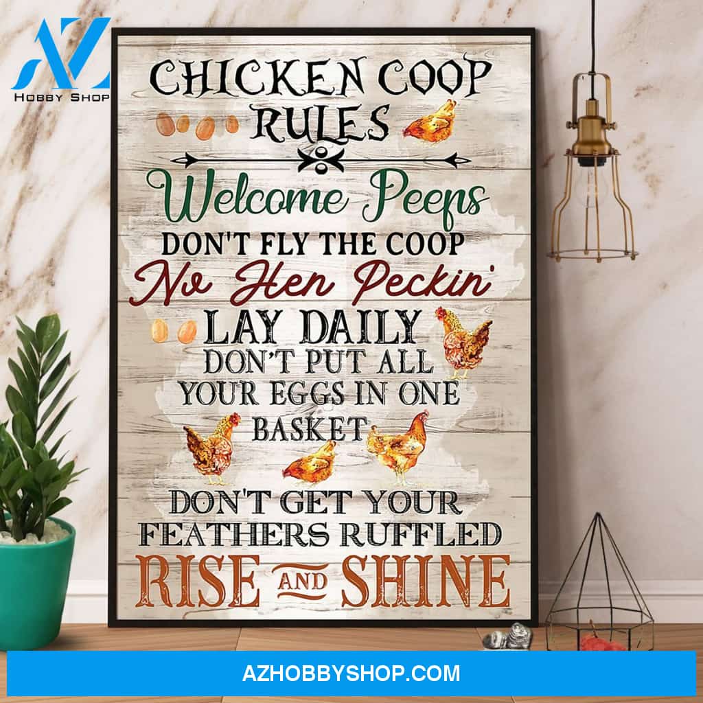 Chicken Coop Rules Rise And Shine Canvas And Poster, Wall Decor Visual Art