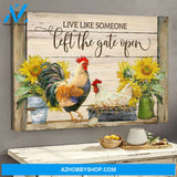 Chicken couple - Live like someone, left the gate open - Couple Landscape Canvas Prints - Wall Art
