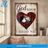Chicken couple on farm - God knew I needed you - Jesus Portrait Canvas Prints - Wall Art