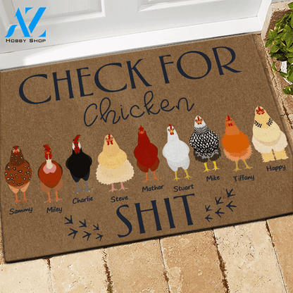 Chicken Doormat Customized Names and Breeds Check For Chicken Shit | WELCOME MAT | HOUSE WARMING GIFT