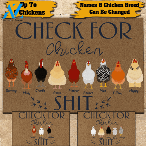 Chicken Doormat Customized Names and Breeds Check For Chicken Shit | WELCOME MAT | HOUSE WARMING GIFT