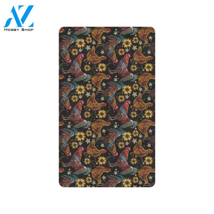 Chicken Embroidery Style Rubber Doormat