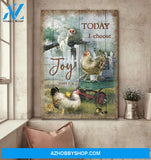 Chicken family on farm - Today I choose joy - Jesus Portrait Canvas Prints - Wall Art
