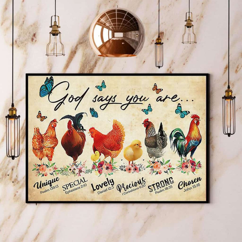 Chicken God Says You Areunique Special Lovely Paper Poster No Frame Matte Canvas Wall Decor