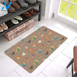 Chicken Happy Print Pattern Rubber Doormat