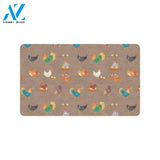 Chicken Happy Print Pattern Rubber Doormat