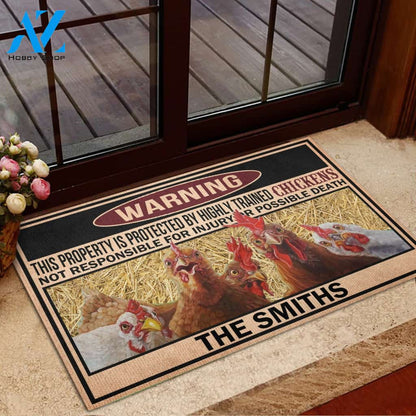 Chicken Lovers Personalized Rubber Base Doormat