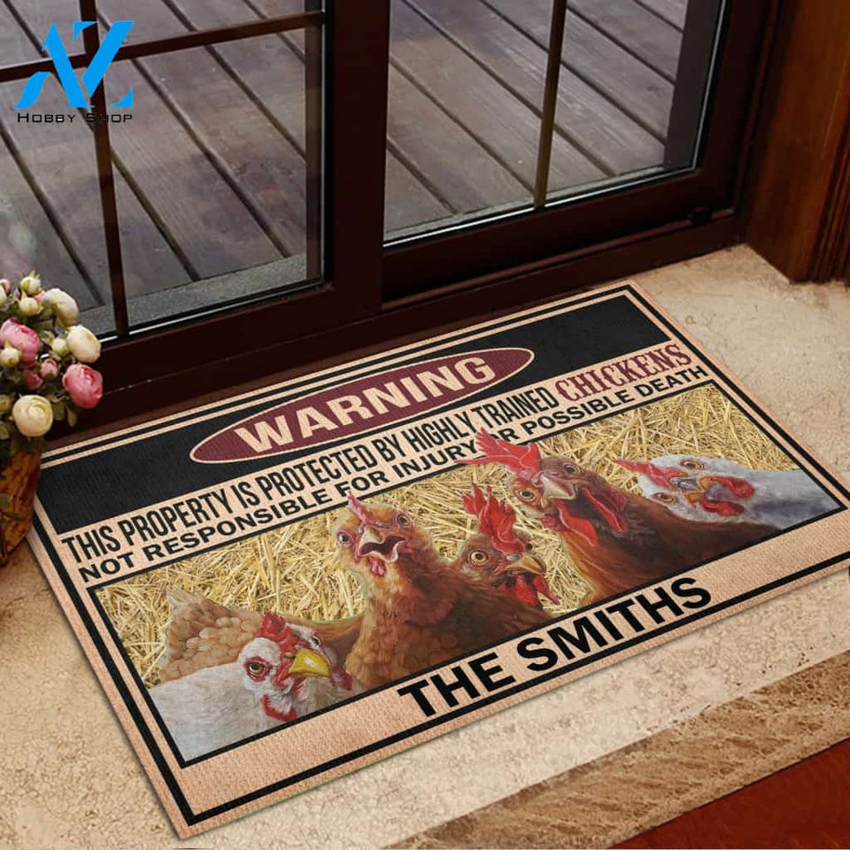 Chicken Lovers Personalized Rubber Base Doormat