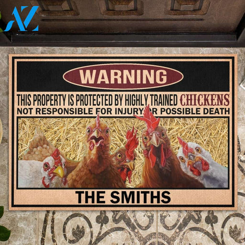 Chicken Lovers Personalized Rubber Base Doormat