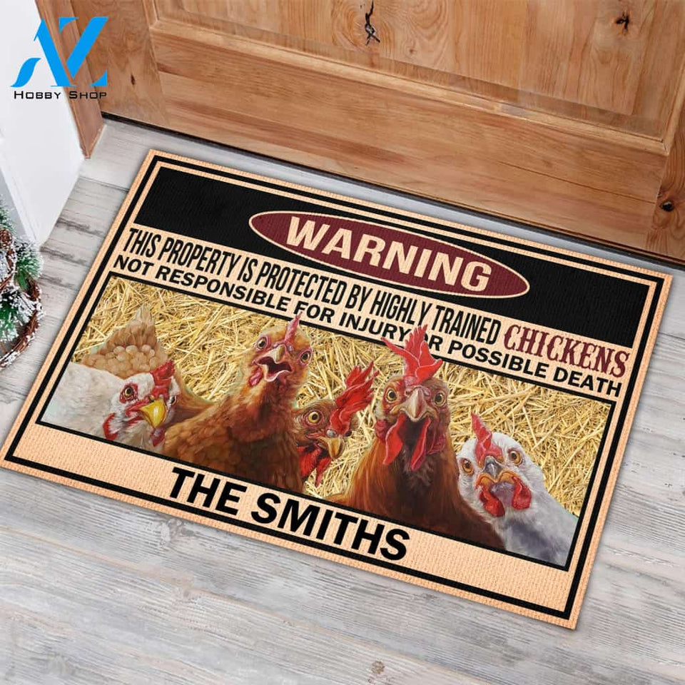 Chicken Lovers Personalized Rubber Base Doormat