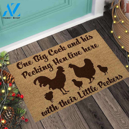 Chicken Coir Pattern Print Doormat