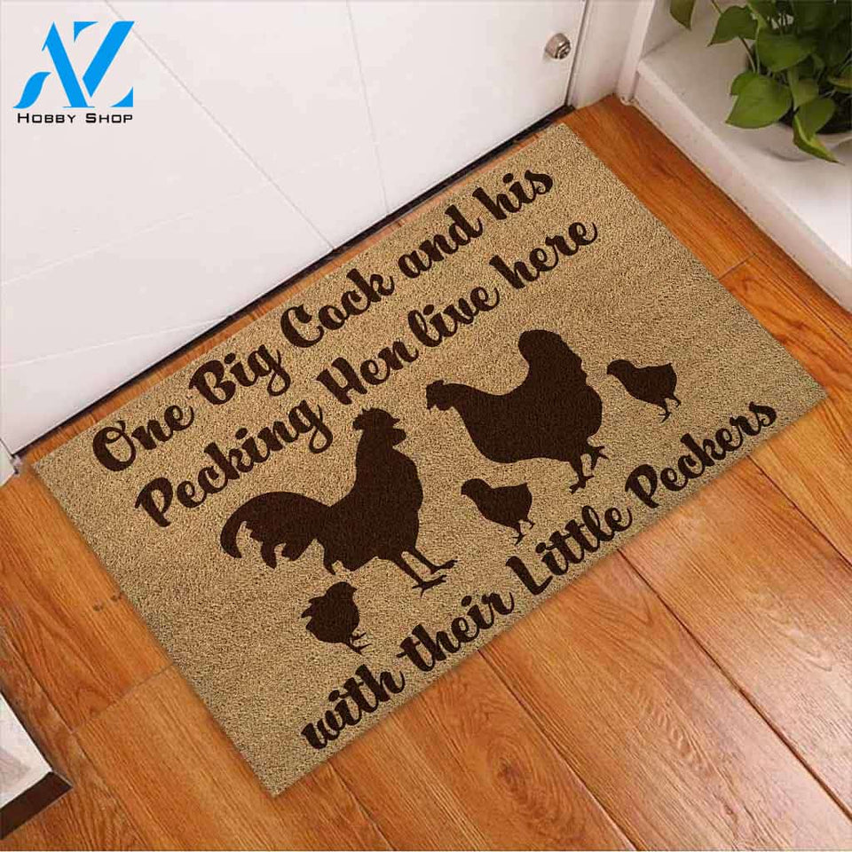 Chicken Coir Pattern Print Doormat