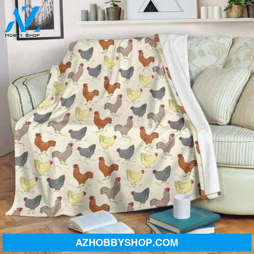 Chicken Pattern Sherpa Fleece Blanket