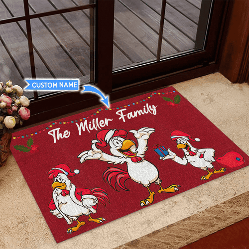Chicken Personalized Custom Name Doormat Welcome Mat