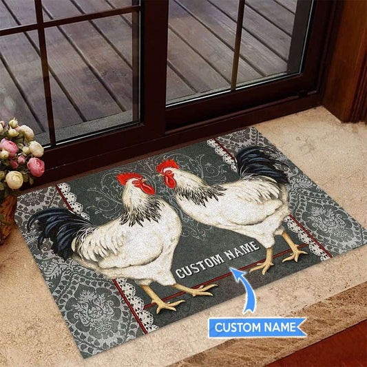 Chicken Personalized Custom Name Doormat Welcome Mat