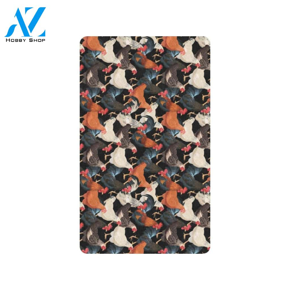Chicken Print Pattern Rubber Doormat