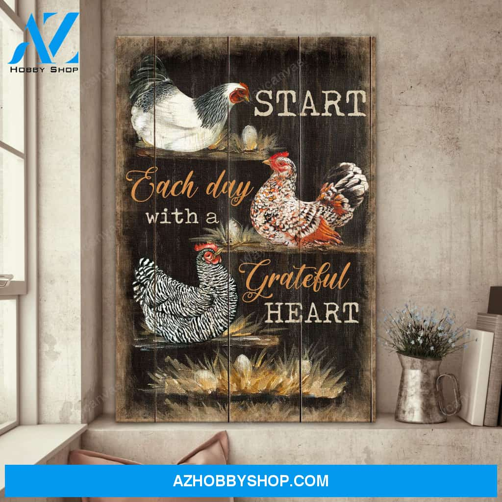 Chicken - Start everyday with a grateful heart - Jesus Portrait Canvas Prints - Wall Art