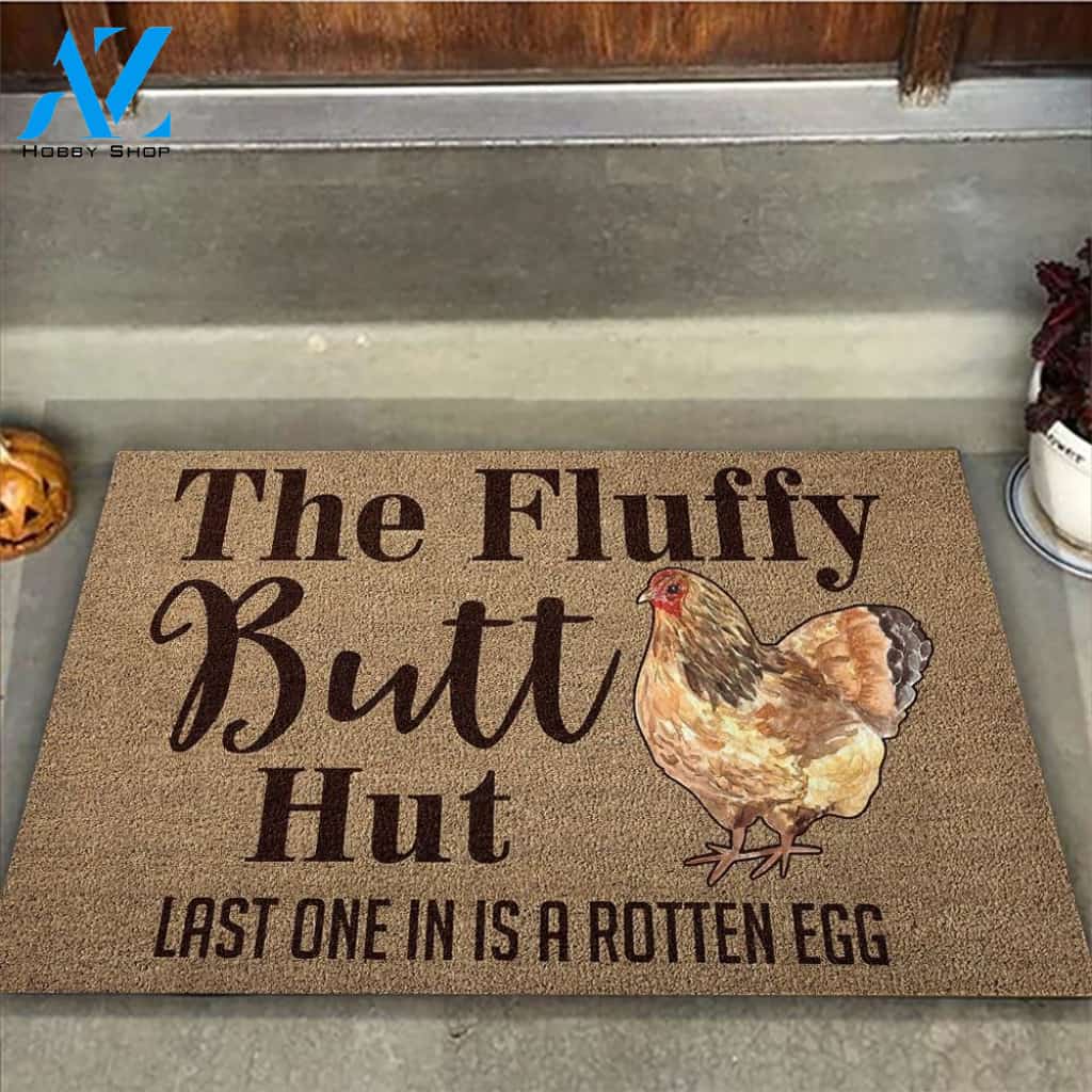 Chicken The Fluffy Butt Hut Doormat | Welcome Mat | House Warming Gift