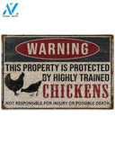 Chicken Warning This Property Is Protected By Highly Trained Chickens Doormat