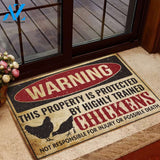 Chicken Warning This Property Is Protected Doormat