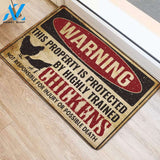 Chicken Warning This Property Is Protected Doormat
