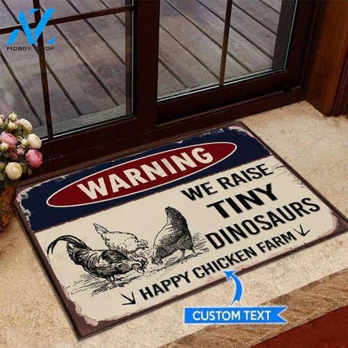 Chicken We Raise Tiny Dinosaurs Custom Doormat | Welcome Mat | House Warming Gift