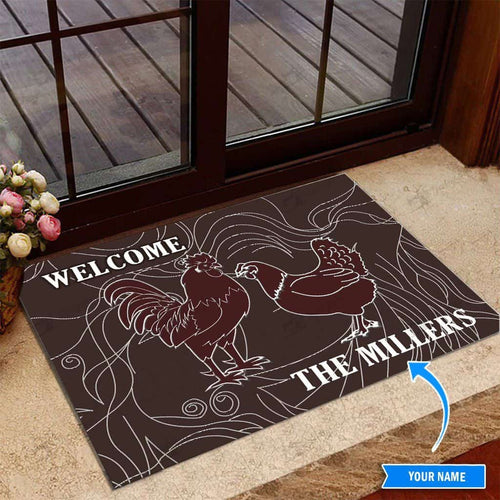 Chicken Welcome Personalized Custom Name Doormat Welcome Mat