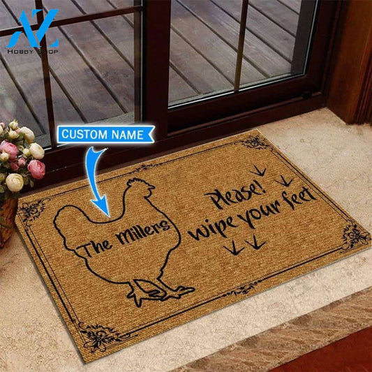Chicken Wipe Your Feet Custom Doormat