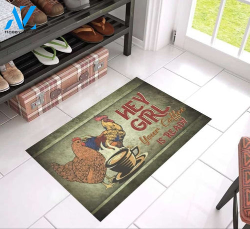 Chicken Your Coffee Is Ready Doormat Housewarming Gift Family Welcome Mat Custom Funny Doormat Welcome Mat House Warming Gift Home Decor Funny Doormat Gift Idea