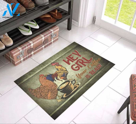 Chicken Your Coffee Is Ready Doormat Housewarming Gift Family Welcome Mat Custom Funny Doormat Welcome Mat House Warming Gift Home Decor Funny Doormat Gift Idea