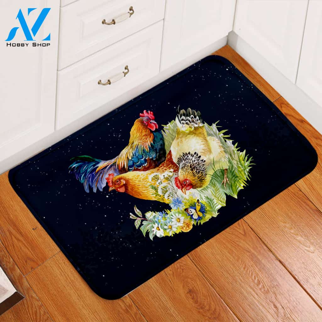 Chickens Starry Door Mat