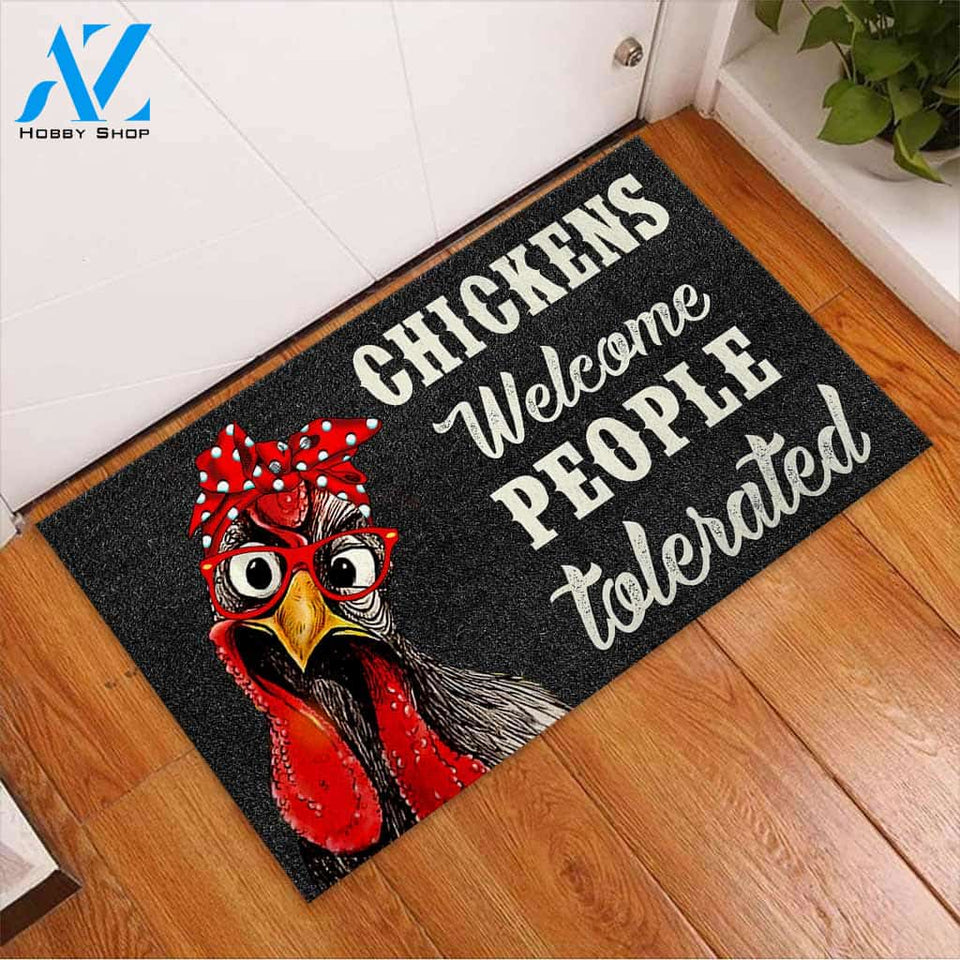 Chickens Welcome People Tolerated Doormat Welcome Mat Housewarming Gift Home Decor Funny Doormat Gift For Chicken Lovers Gift For Friend