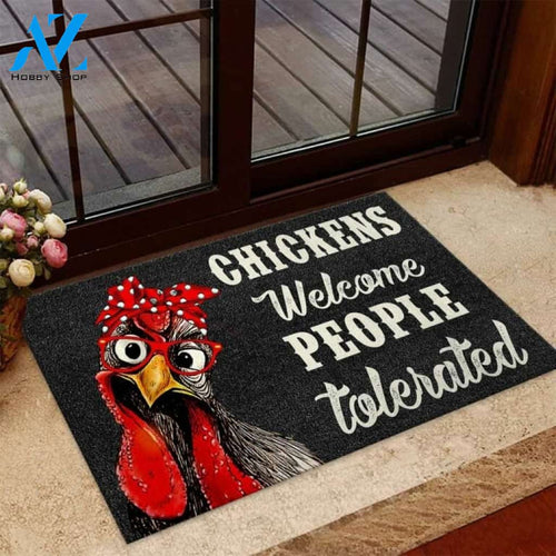 Chickens Welcome People Tolerated Funny Doormat