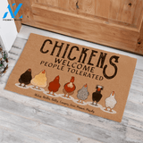 Chickens Welcome People Tolerated Personalized Doormat HQ