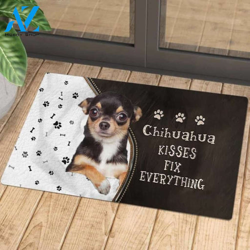 Chihuahua 5 Doormat, Kisses Fix Everything Doormat, Dog Welcome Mat, Funny Welcome Mats for Dogs Lovers
