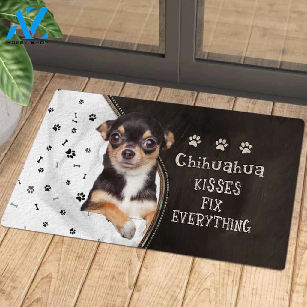 Chihuahua 5 Kisses Fix Everything Doormat